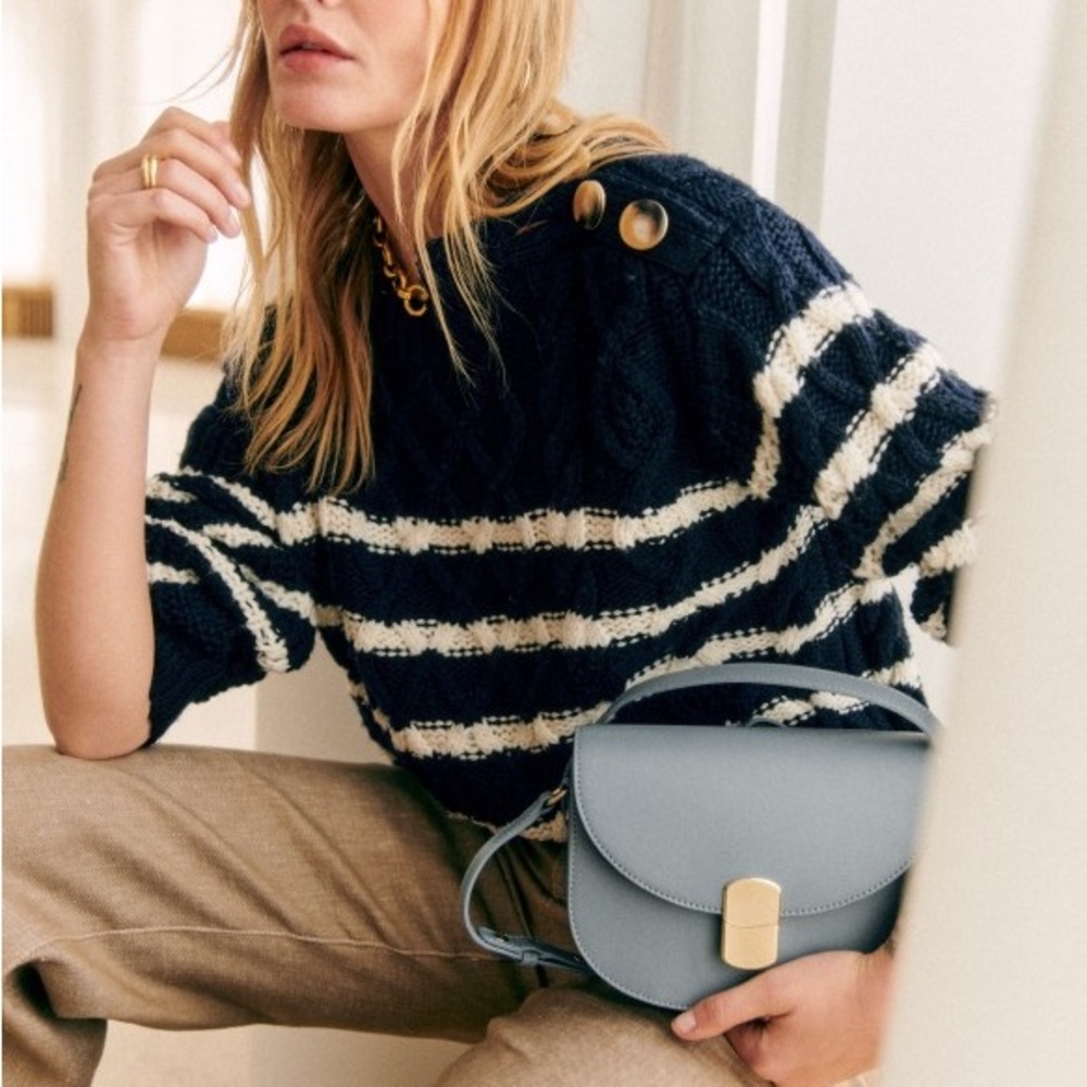 Sezane James Jumper, XS, Navy / Ecru, Excellent